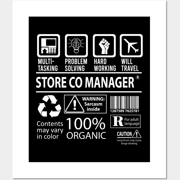 Store Co Manager T Shirt - MultiTasking Certified Job Gift Item Tee Wall Art by Aquastal